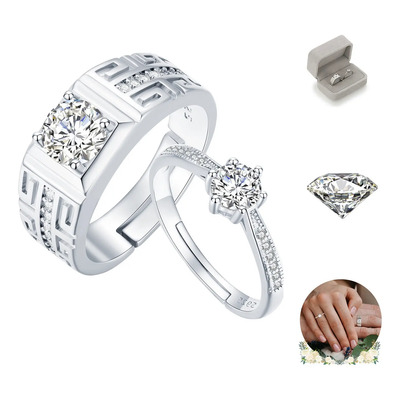 2 Anillos De Pareja Compromiso Promesa Ajustable Plata 925