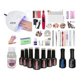 Kit Inicial X60u Completo Uñas 48w Deco Art Cabina Torno