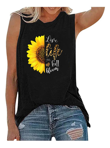 Playeras Con Estampado De Girasol De Talla Grande For Muje