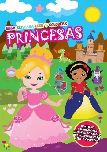 Mega Set Princesas Libro Para Leer Y Colorear Con Marcadores