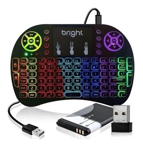 Mini Teclado Sem Fio Para Smart Pc Tv Controle Iluminado