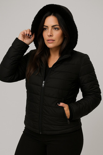 Jaqueta Blusa Feminina Puffer Forrada Impermeável Inverno