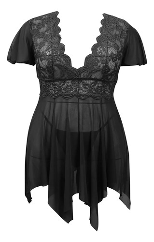 Sleepwear Para Mujer, Talla Grande, Cuello Colgante, Borlas,
