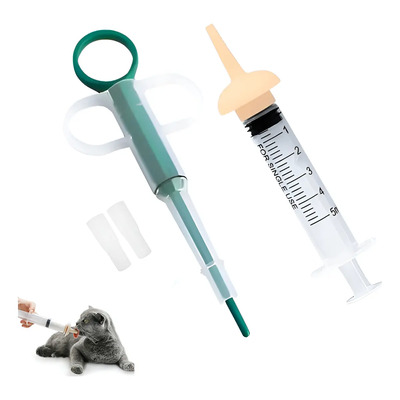 2 Tipos Jeringa Pro Dispensadora Pastillas Perros Gatos Cone