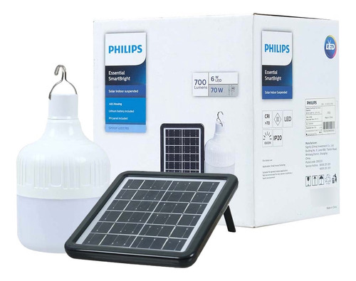 Ampolleta Philips Smartbright Recargable + Panel Solar 700lm
