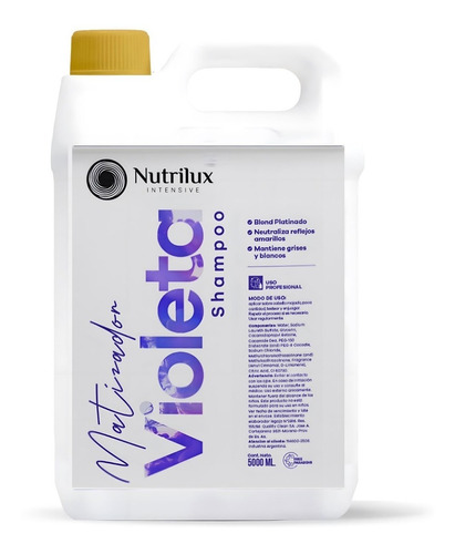 Shampoo Matizador Violeta X 5 Litros Nutrilux Intensive 