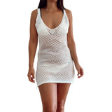 Vestido Tejido Calado Hilo Algodon Casual Verano Playa Mujer