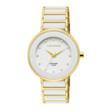 Relógio Technos Saphire Branco Dourado Feminino 2035lmm/4b