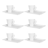 8 Xícara Chá Pires Ret 200ml Plateau White Oxford Porcelana