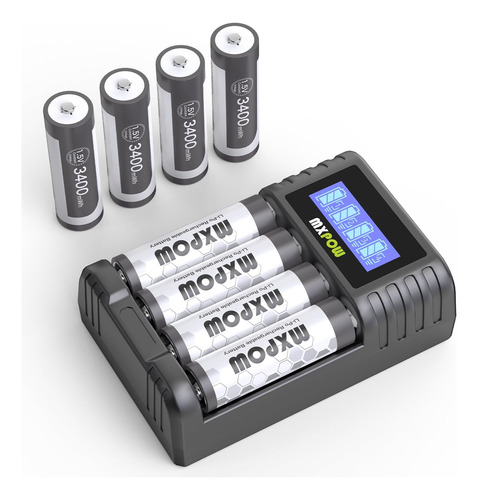 Mxpow Baterías Aa Recargables De 1.5 V De Voltaje Constante 