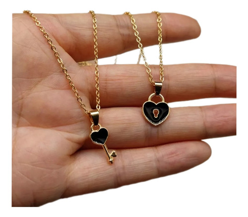 Collar Corazón Cerradura Y Llave Para Parejas Amor Amistad