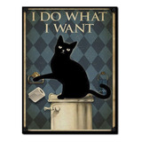 #1329 - Cuadro Decorativo 21 X 29 / Gato Negro Baño Poster