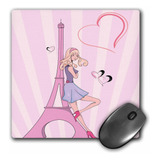 3drose 8 x 8 x 0.25 girly Pink Girl De La Torre Eiffel Y.