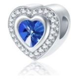 Berloque Separador Prata 925 Coração Pedra Azul Marinho