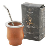 Mate Camionero Premium Algarrobo + Bombilla + Yerba Laska