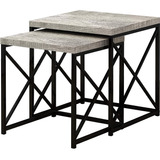 Monarch Specialties I Table-2pcs Set/gris Madera Recuperada/