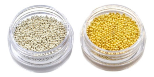 Kit 2 Vidrinhos Caviar Prateado Dourado Unha Nail Art Jóia