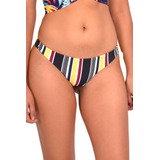 Bikini Calzón Con Drapeado Trasero Estampado Amarillo