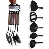  Utensilios Nylon Negro Set Cocina X6 Kit Mayorista Bazar