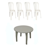 Conjunto Mesa Redonda E 4 Cadeiras Bistro Branco Kit 01cj