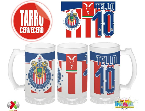 Tarro Cervecero Personalizado Chivas Ralladas Liga Mx Regalo