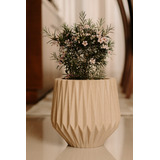 Vaso Origami Para Plantas Polietileno Decorativo Redondo P Cor Creme