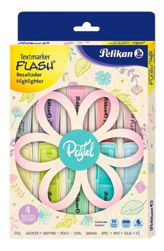 Resaltador De Textos Colores Pastel Pelikan Flash X10und