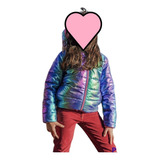 Campera Puffer Nena Con Abrigo Metalizada Chaqueta Hermosa