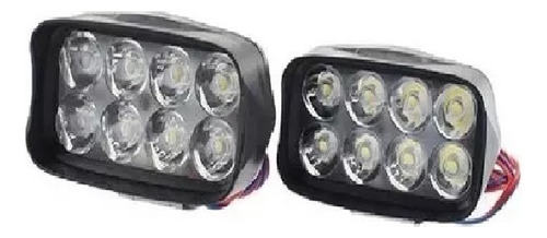 Kitx2 Faros Auxiliar 8 Led Moto Cuatriciclo Luz 12w Top Ra