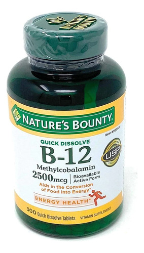 Vitamina B-12  2500 Mcg Natures Bounty 300 Unidades Usa