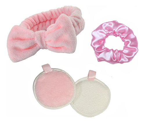 Kit Skincare Vincha Moño + 2 Pads Desmaquillantes +scrunchie