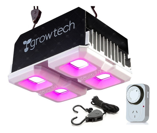 Panel Led Growtech Cultivo Indoor Cob 200w Poleas Timer
