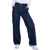 Jean Wide Leg Ancho Recto Tiro Alto Pantalón Palazo, No Mom