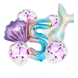 Kit De Globos Fiesta Temática Sirena Decoración Cumpleaños 