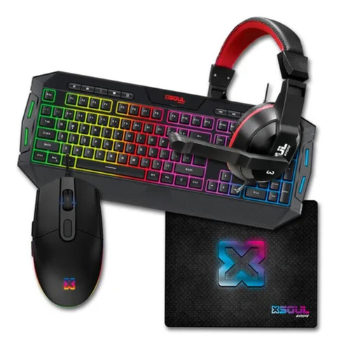 Combo Gamer Teclado +mouse +auricular +mousepad Kit