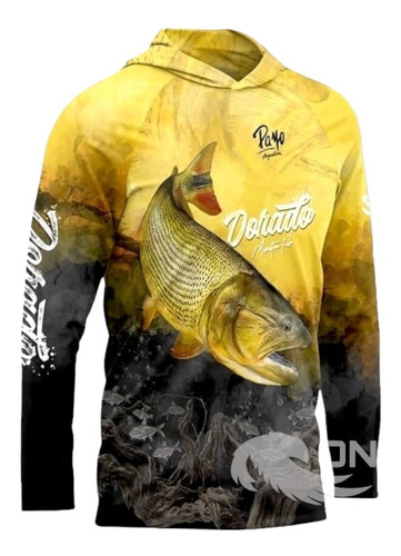 Remera Payo Dorado Con Capucha Secado Rápido Prot Uv Pesca