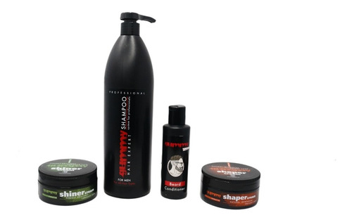 Kit Gummy Cabello Y Barba Shampoo Acondicionador Y Ceras