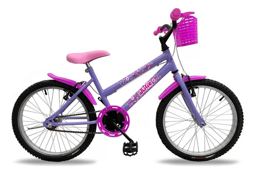 Bicicleta Aro 20 Infantil Feminina Power Bike Bella C/ Cesta Cor Violeta