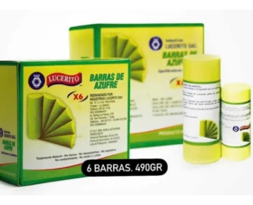 Barras De Azufre 490gr (6 Barritas)