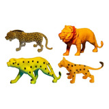 Animais Savanas Africanas 15 Cm Leao Leopardo Tigre Felinos