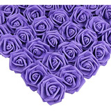 Rosas Artificiales Foam Realista Sin Tallo 76mm 100u Violeta