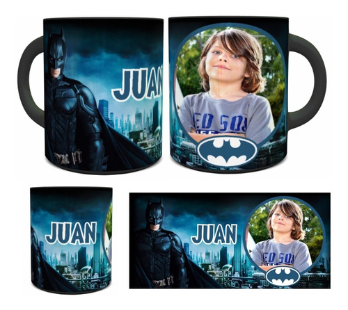 Mug Batman Marvel Personalizado Foto Y Nombre Regalo Niños