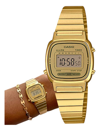 Relógio De Pulso Casio Feminino Com Corpo Dourado