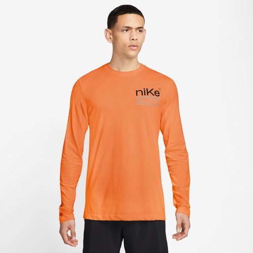 Playera De Fitness Manga Larga Hombre Nike Dri-fit Naranja