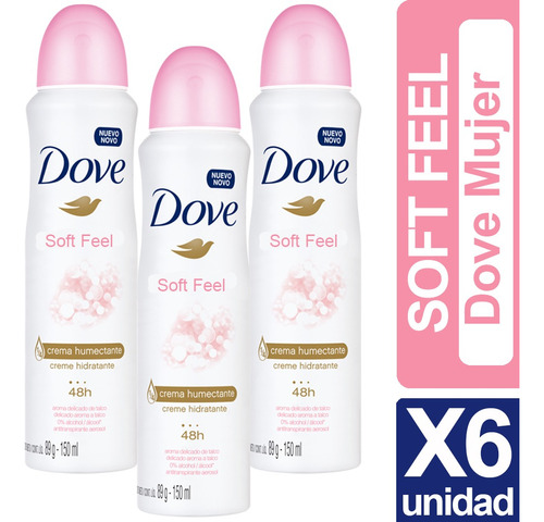 Desodorante Dove Soft Feel Pack X6 Unidades