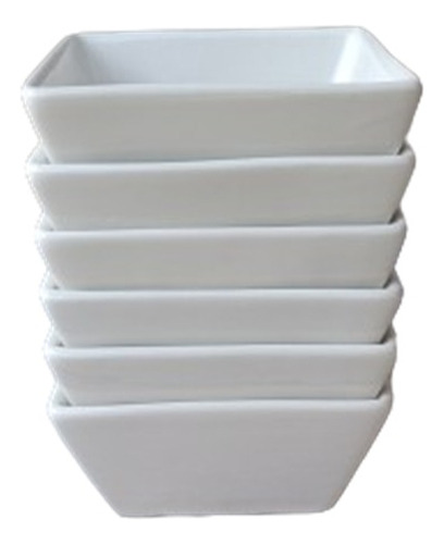 Pack 6 Pocillos Bowl Cuadrado Ceramica Postre Salsa Multiuso