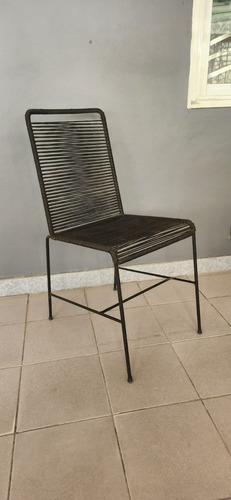 Silla Amsterdam Con Tejido Simil Yute Negro