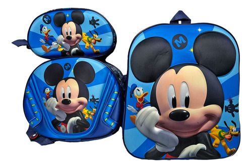 Mochila Jardin 3d Set 3 Piezas Cartuchera Y Lunchera Termica