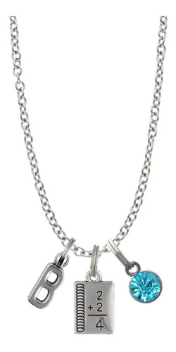 Collar Libro Matemática Maestra Dije Letra Inicial Regalo