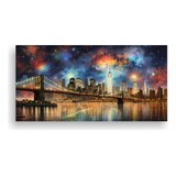 100x50cm Lienzo Creativo Visual Ny Con Luces Bastidor Madera